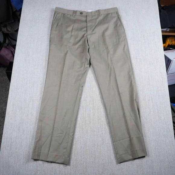 Zara Men 2 Piece Suit Set Size 42 Beige 100% Wool 36x30 Trousers Classic Fit - Picture 4 of 16